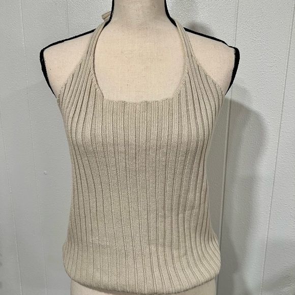 Tangents knitted casual backless ribbed knit camisole top tie around neck - Picture 5 of 12